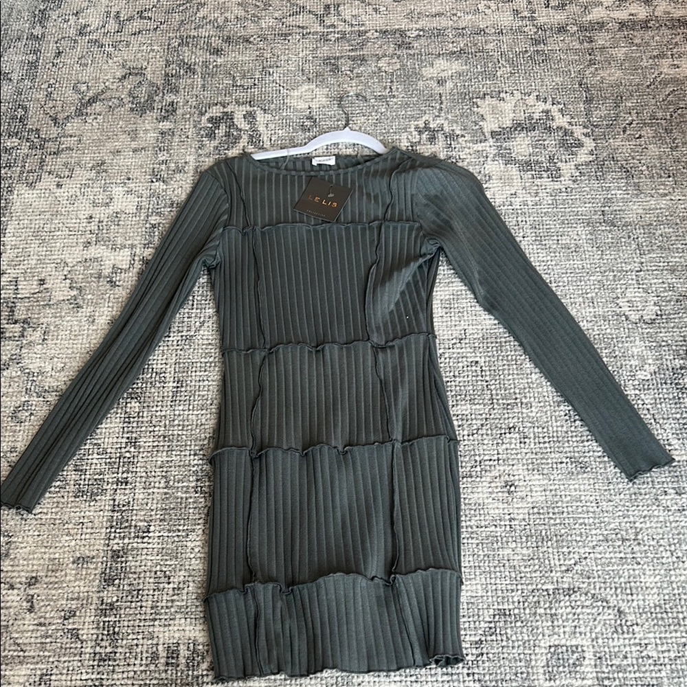 Textured Sage Mini Dress